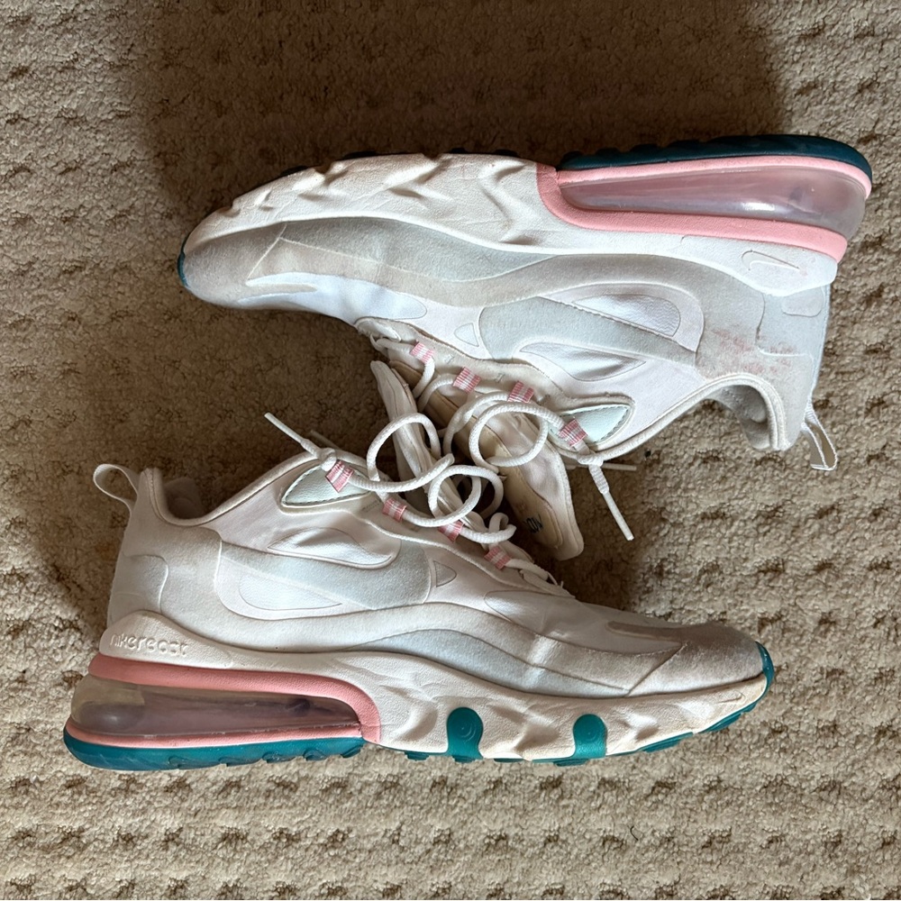Nike Air Max 270 React White Pink Teal Sneakers